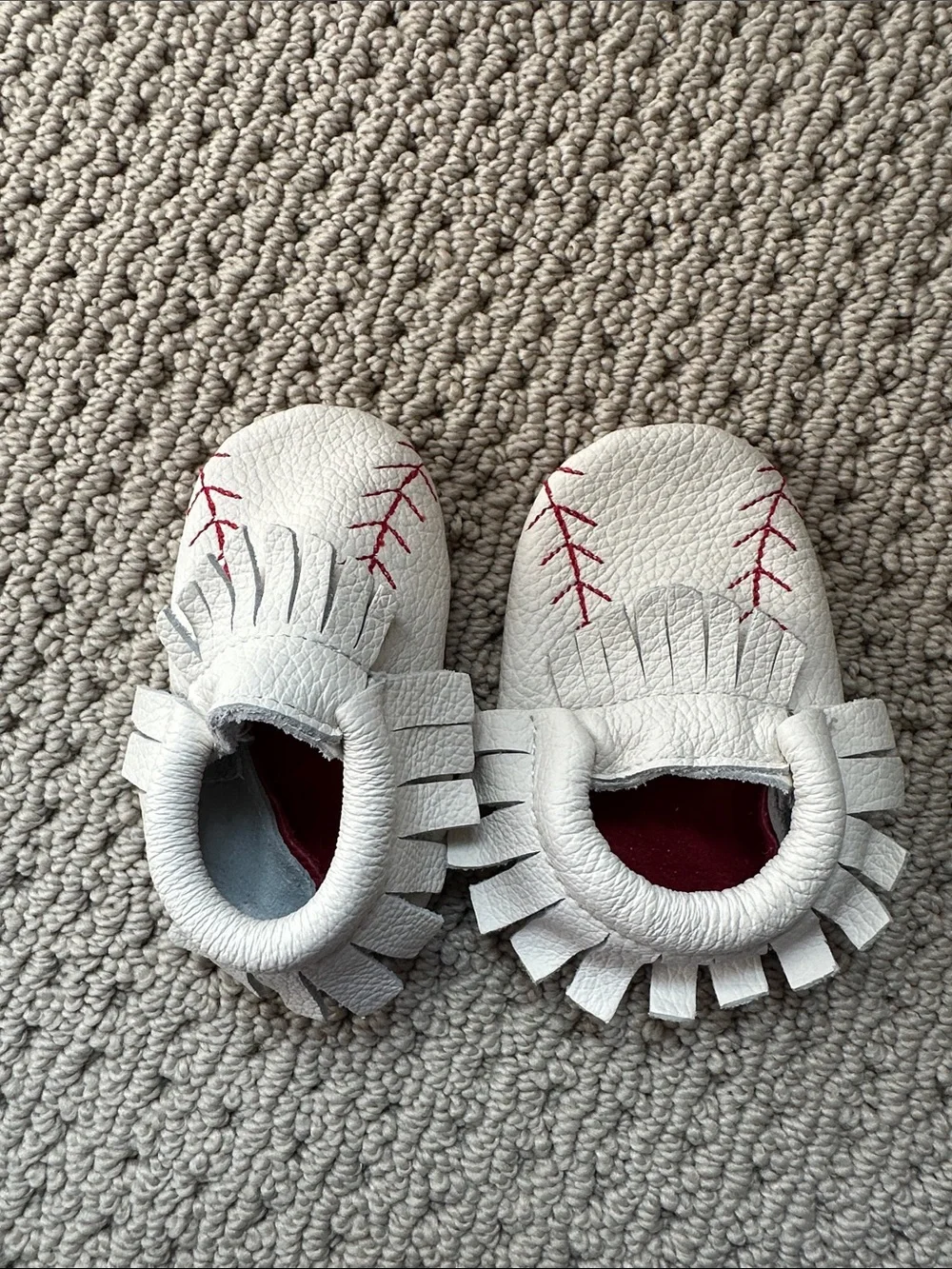 White Baseball-Style Moccasins